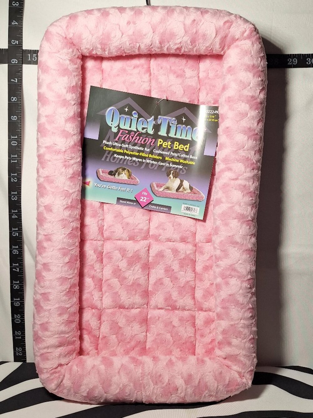 MidWest Homes for Pets QuietTime Fashion XS Dog Bed, Pink Faux Fur Bolster, 22"